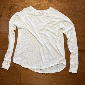 Free People We The Free Arden Tee White S Thumbhole Slub Knit Long Sleeve NWOT